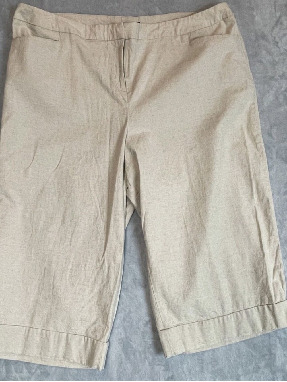 Lane Bryant Women's Size 24W Linen Blend Culottes Beige Tan Wide Leg Crop Pants